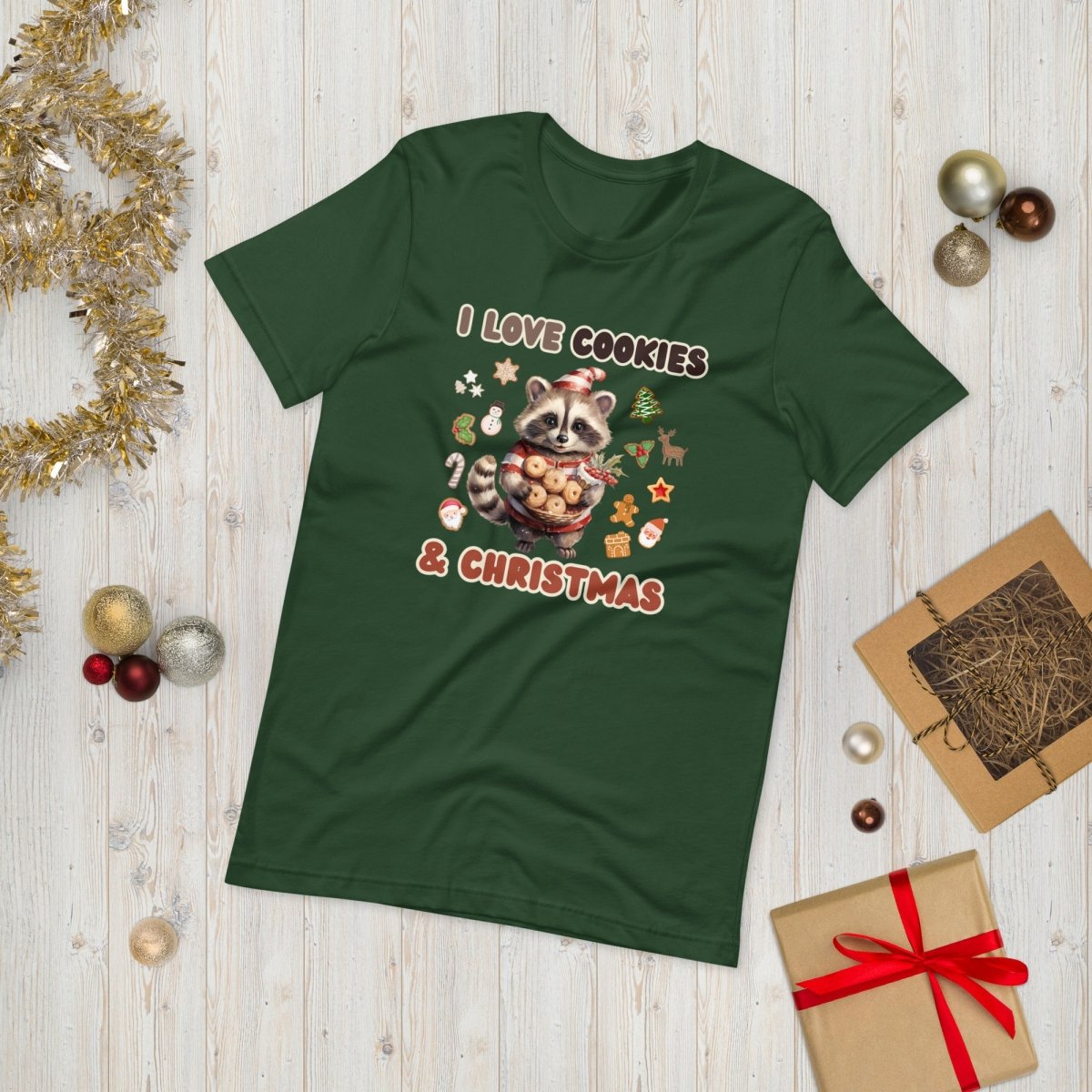I love Christmas Cookies T-Shirt - High Quality Funny Unisex T-Shirt, Holiday Shirt, Christmas Vacation Tee, Cute Raccoon Tee - Everything Pixel