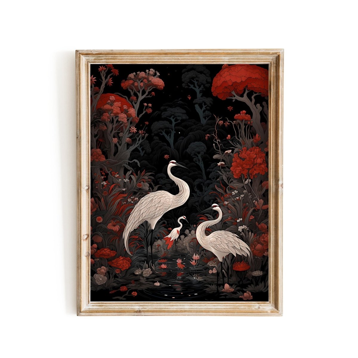 Japanese Crane Art Vintage Japanese Wall Art Oriental Bird Artwork - Everything Pixel