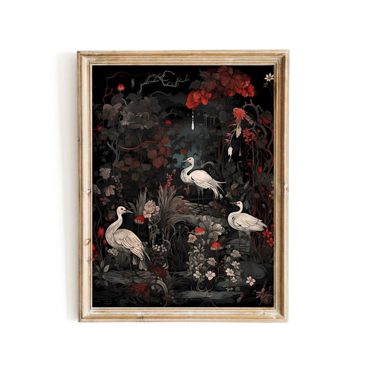 Japanese Crane Art Vintage Japanese Wall Art Oriental Bird Artwork - Everything Pixel