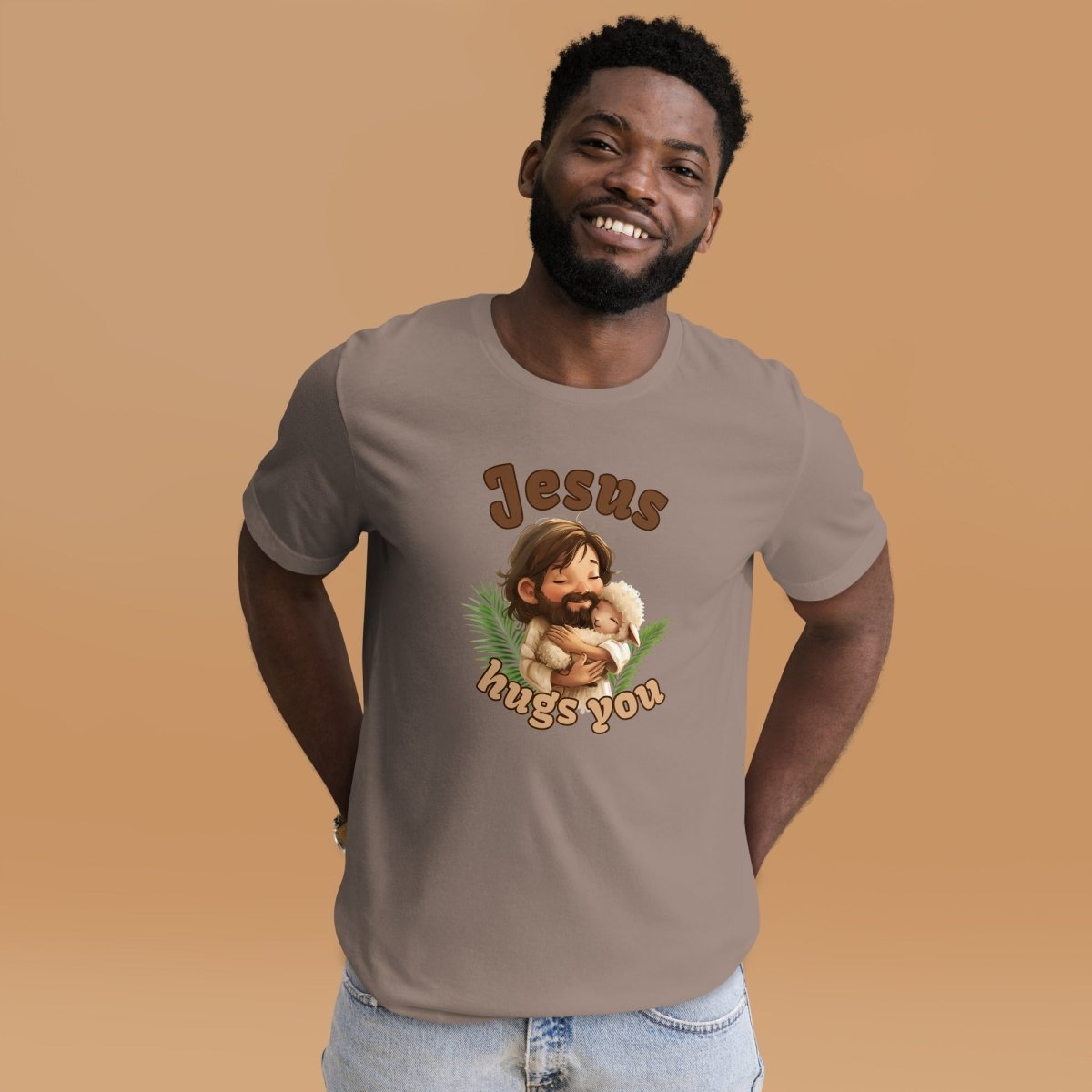 Jesus Hugs You - Cartoon Lamb T-Shirt - Everything Pixel