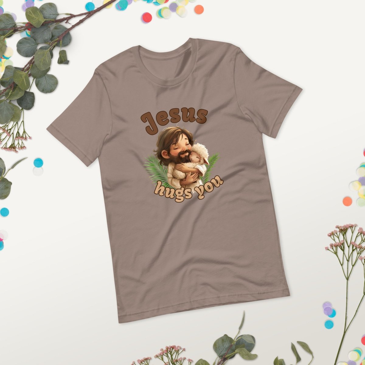 Jesus Hugs You - Cartoon Lamb T-Shirt - Everything Pixel