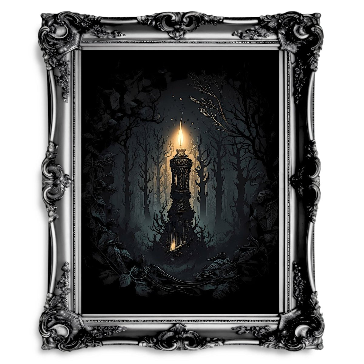 Magic Candle in Woodland Dark Fairycore Gothic Artwork Witchy Mystical Decor - Everything Pixel