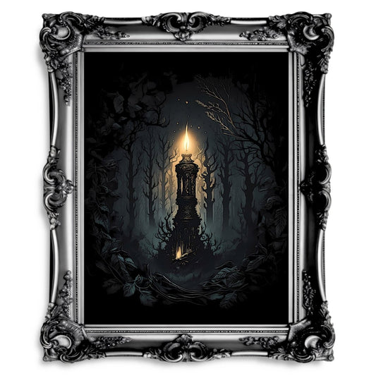 Magic Candle in Woodland Dark Fairycore Gothic Artwork Witchy Mystical Decor - Everything Pixel