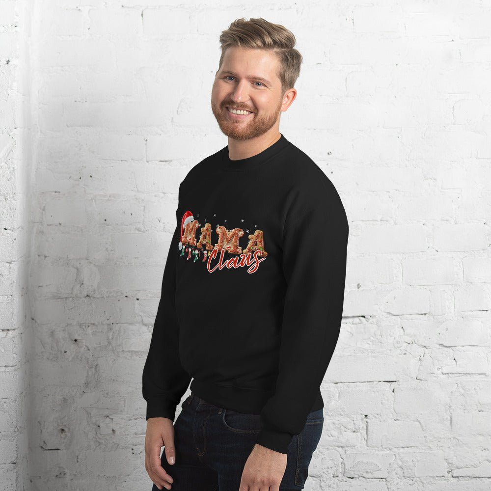Mama Claus Christmas Pullover - High Quality Funny Unisex Sweater, Gingerbread Letters Shirt Sweatshirt, Christmas Vacation Pullover - Everything Pixel