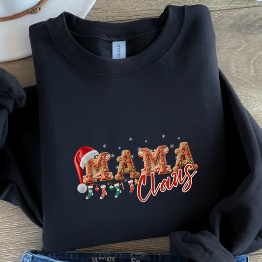 Mama Claus Christmas Pullover - High Quality Funny Unisex Sweater, Gingerbread Letters Shirt Sweatshirt, Christmas Vacation Pullover - Everything Pixel