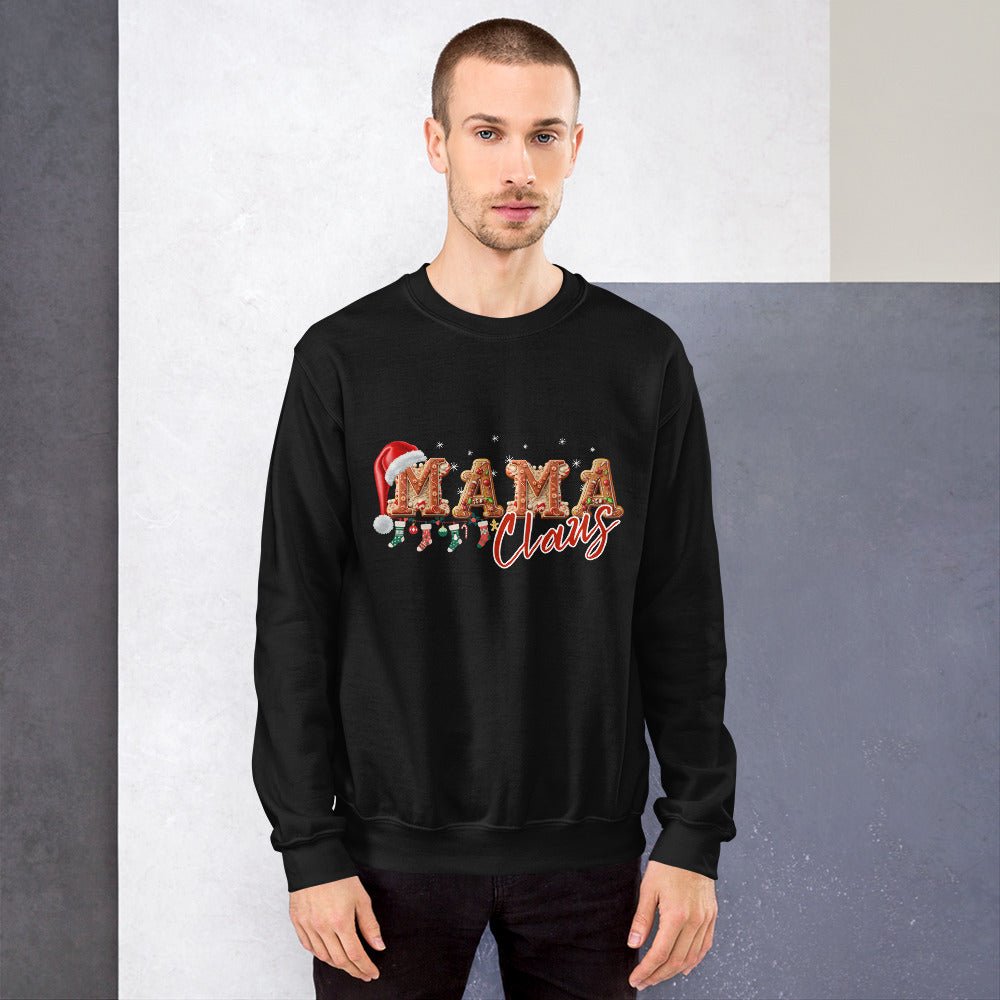 Mama Claus Christmas Pullover - High Quality Funny Unisex Sweater, Gingerbread Letters Shirt Sweatshirt, Christmas Vacation Pullover - Everything Pixel