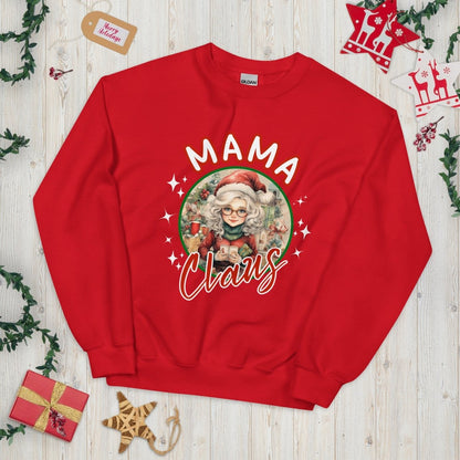 Mama Claus Christmas Pullover - High Quality Funny Unisex Sweater, Santa Mama Holiday Design, Christmas Vacation Pullover, Family Pullover - Everything Pixel