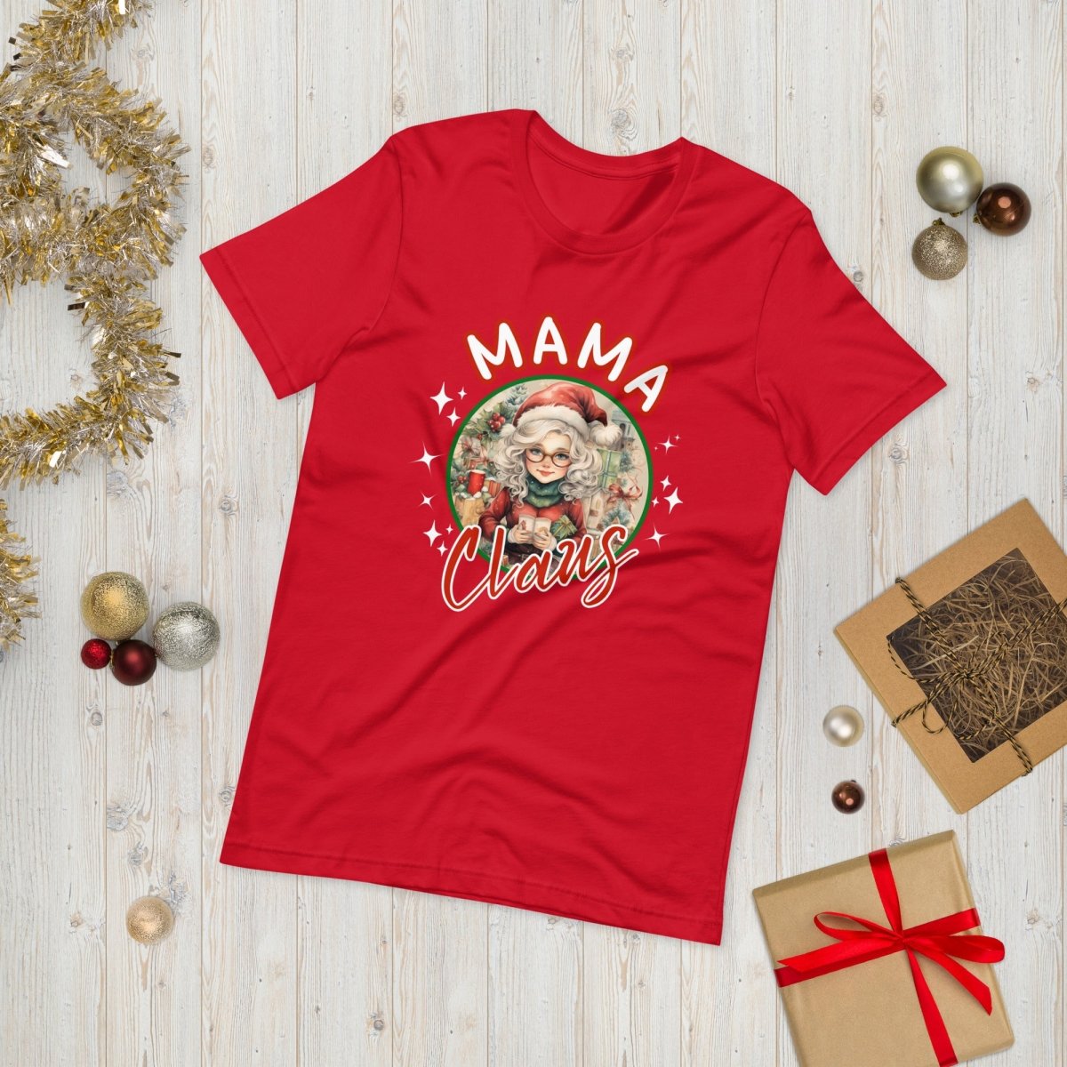 Mama Claus Christmas T-Shirt - High Quality Funny Unisex T-Shirt, Santa Mama Holiday Shirt Design, Christmas Vacation Tee, Family Xmas Tee - Everything Pixel
