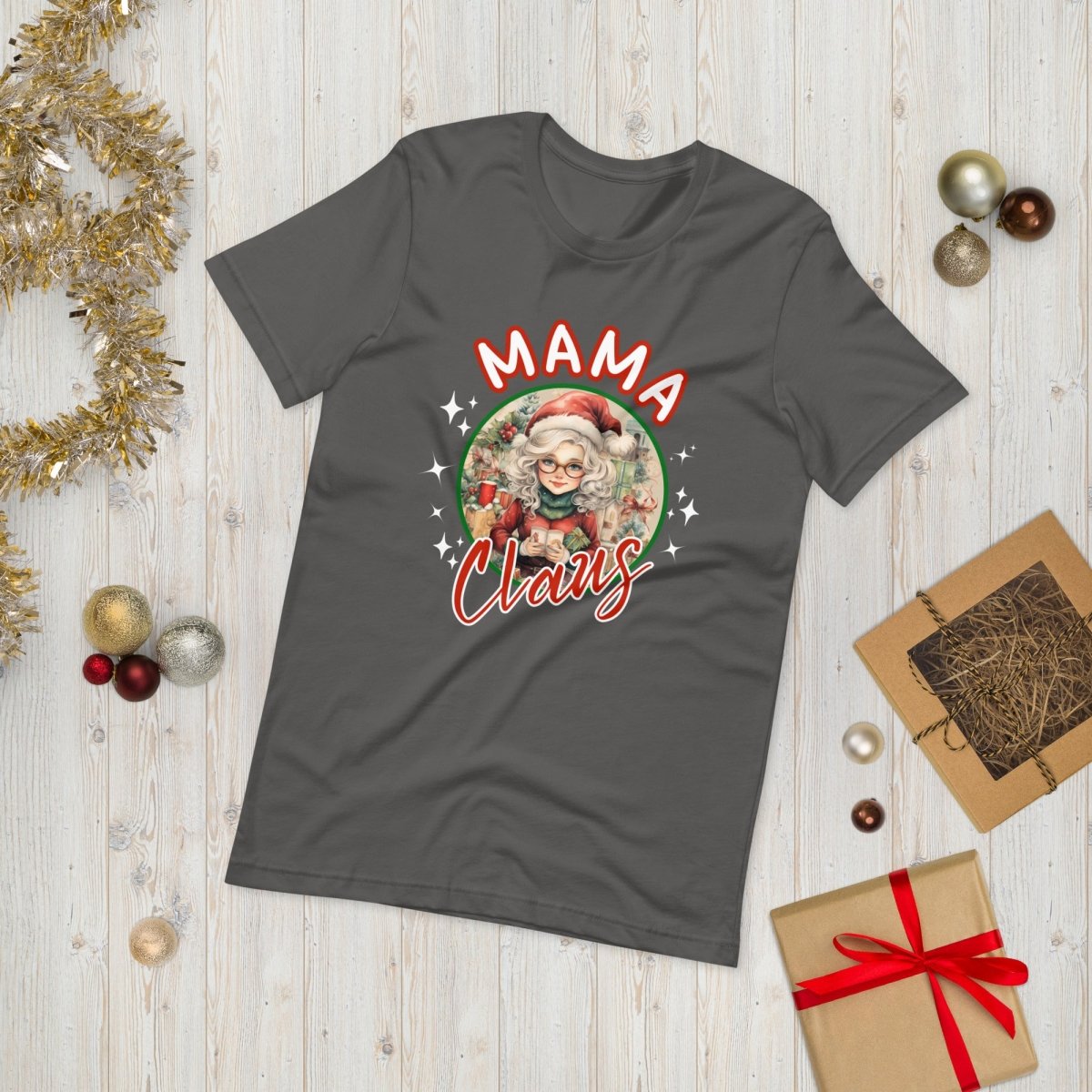 Mama Claus Christmas T-Shirt - High Quality Funny Unisex T-Shirt, Santa Mama Holiday Shirt Design, Christmas Vacation Tee, Family Xmas Tee - Everything Pixel