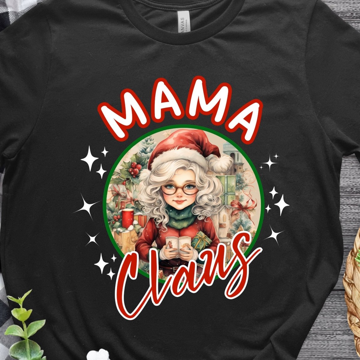 Mama Claus Christmas T-Shirt - High Quality Funny Unisex T-Shirt, Santa Mama Holiday Shirt Design, Christmas Vacation Tee, Family Xmas Tee - Everything Pixel