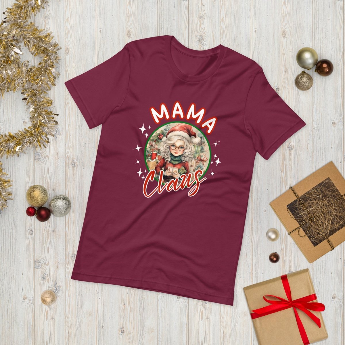Mama Claus Christmas T-Shirt - High Quality Funny Unisex T-Shirt, Santa Mama Holiday Shirt Design, Christmas Vacation Tee, Family Xmas Tee - Everything Pixel