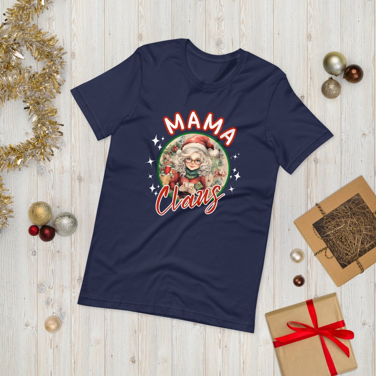 Mama Claus Christmas T-Shirt - High Quality Funny Unisex T-Shirt, Santa Mama Holiday Shirt Design, Christmas Vacation Tee, Family Xmas Tee - Everything Pixel