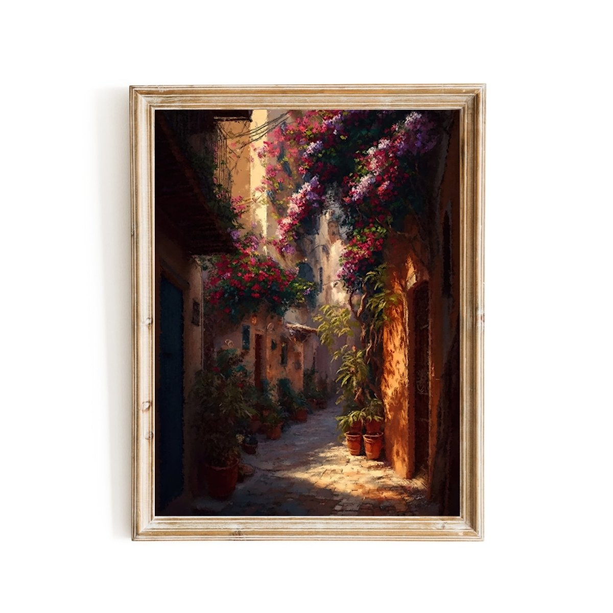 Mediterranean Print Blooming Flowers Spain Painting - Everything Pixel
