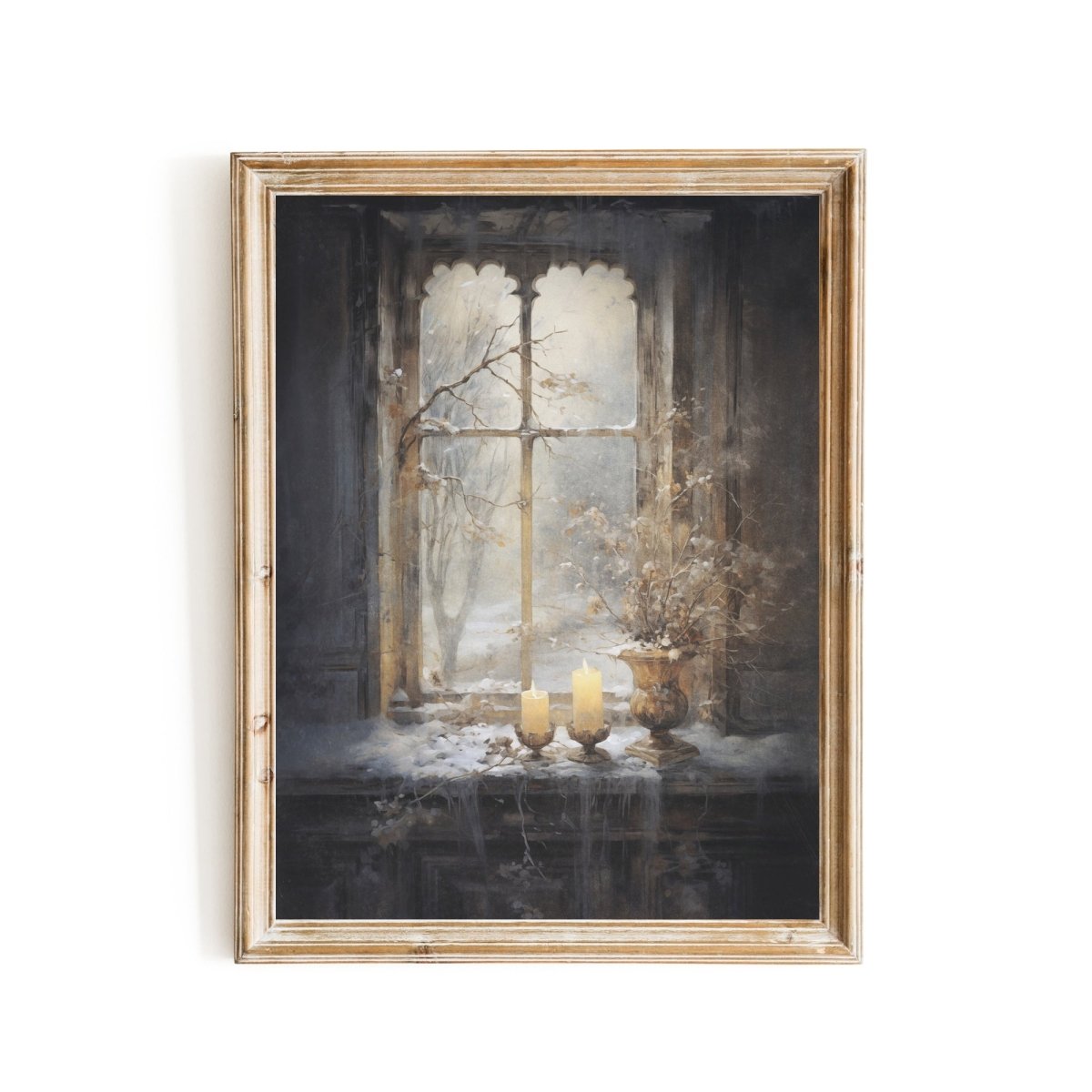 Melancholic Winter Wall Art Vintage Winter Still Life Artwork Abandoned House Christmas Snowy Old House Romantic Winter Scene Paper Poster Print - Everything Pixel
