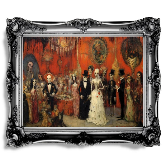 Monster Wedding Dark Gothic Halloween Artwork Moody Painting - Paper Poster Print - Everything Pixel