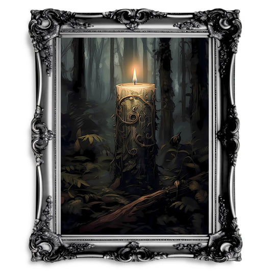 Mystic Spirit Candle in Woodland Dark Fairycore Mystical Witchy Gothic Artwork - Everything Pixel