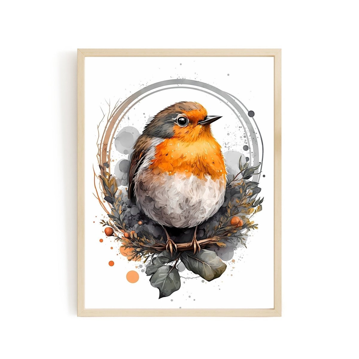 Nursery decor baby bird animal with flowers wall art - gender neutral - Everything Pixel