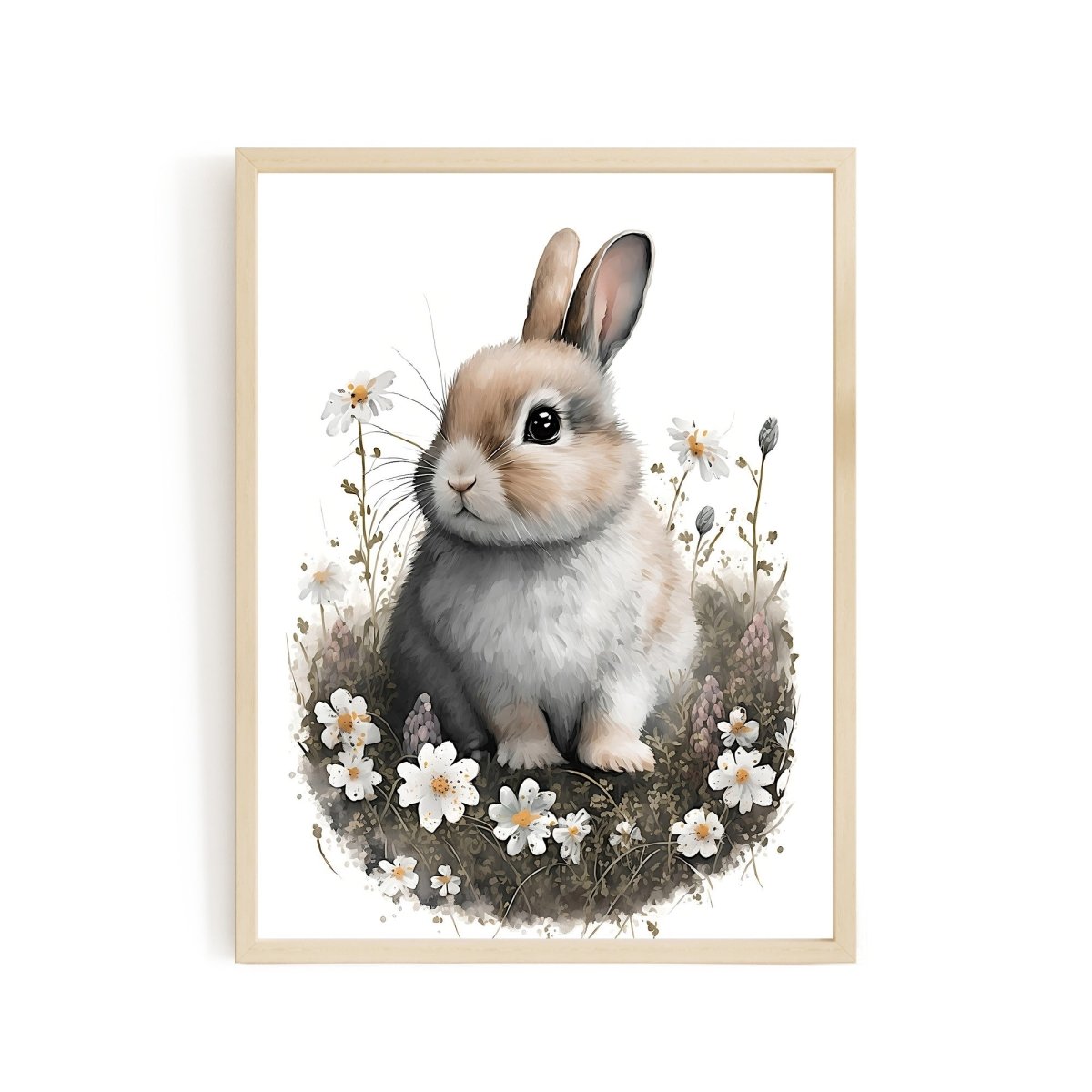 Nursery decor baby bunny animal wall art - gender neutral - Everything Pixel