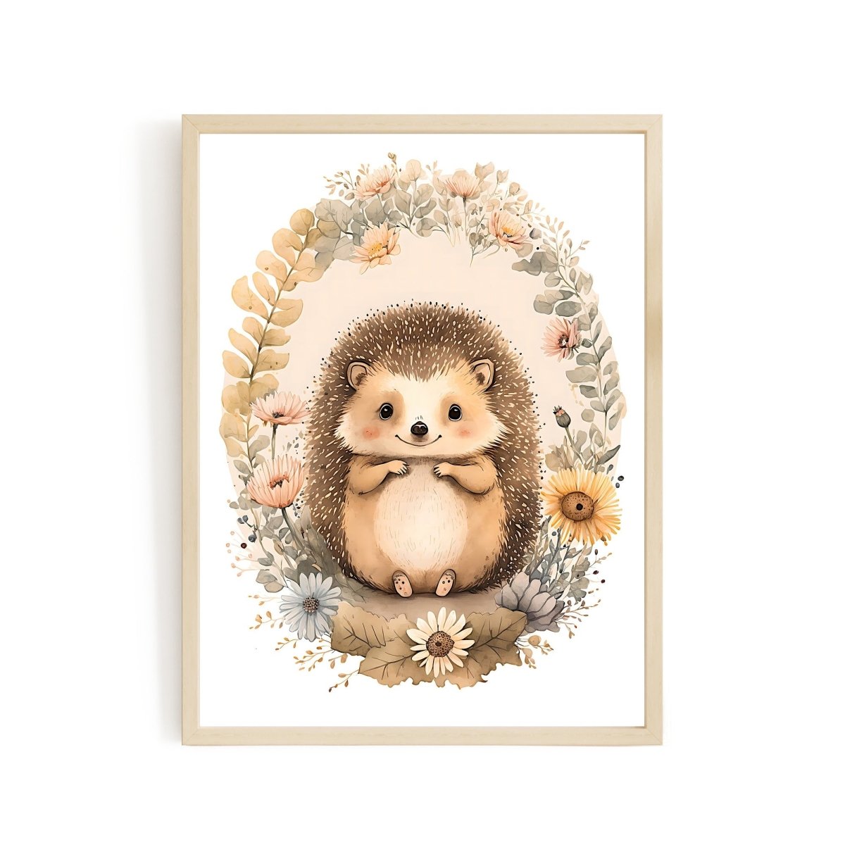 Nursery decor baby hedgehog animal wall art - gender neutral - Everything Pixel