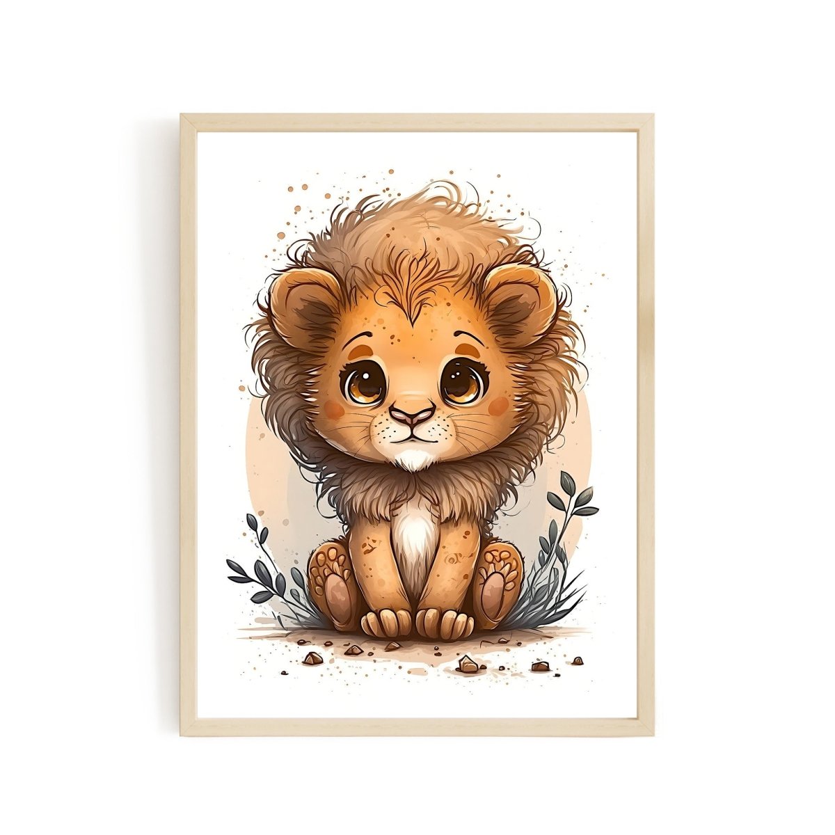 Nursery decor baby lion animal wall art - gender neutral - Everything Pixel