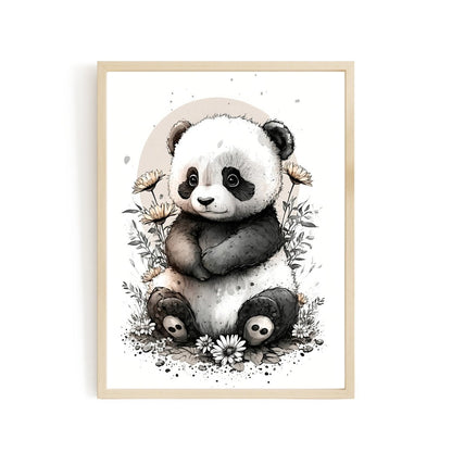 Nursery decor baby panda animal wall art - gender neutral - Everything Pixel