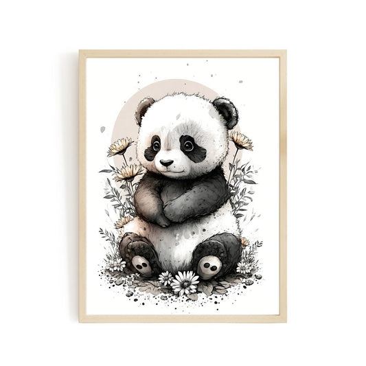 Nursery decor baby panda animal wall art - gender neutral - Everything Pixel
