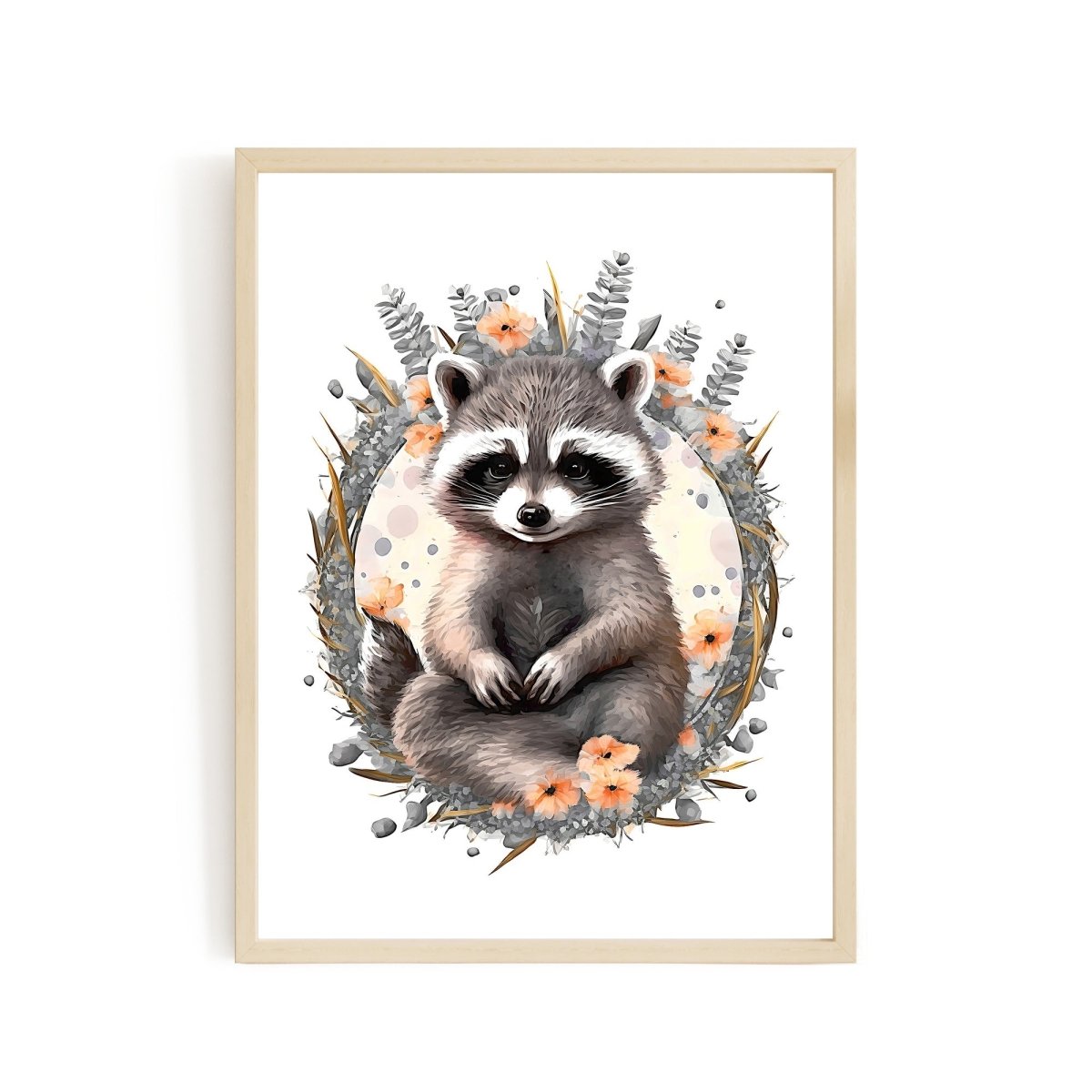 Nursery decor baby racoon animal wall art - gender neutral - Everything Pixel