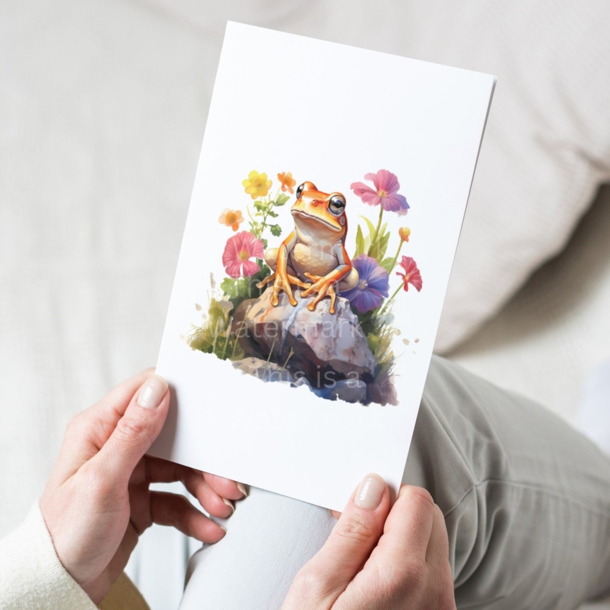 Orange Frog on Rock with Flowers PNG Clip Art Bundle for Sublimation Tumbler Card Making Clipart Scrapbook Paper Craft T-Shirt Nursery Art - Everything Pixel