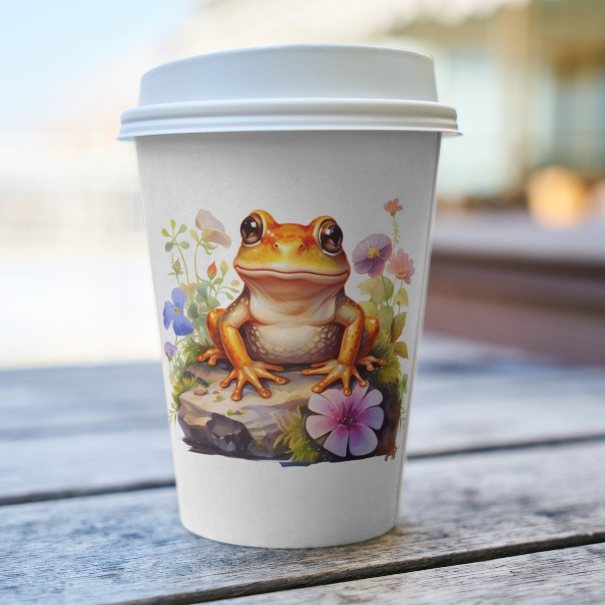 Orange Frog on Rock with Flowers PNG Clip Art Bundle for Sublimation Tumbler Card Making Clipart Scrapbook Paper Craft T-Shirt Nursery Art - Everything Pixel