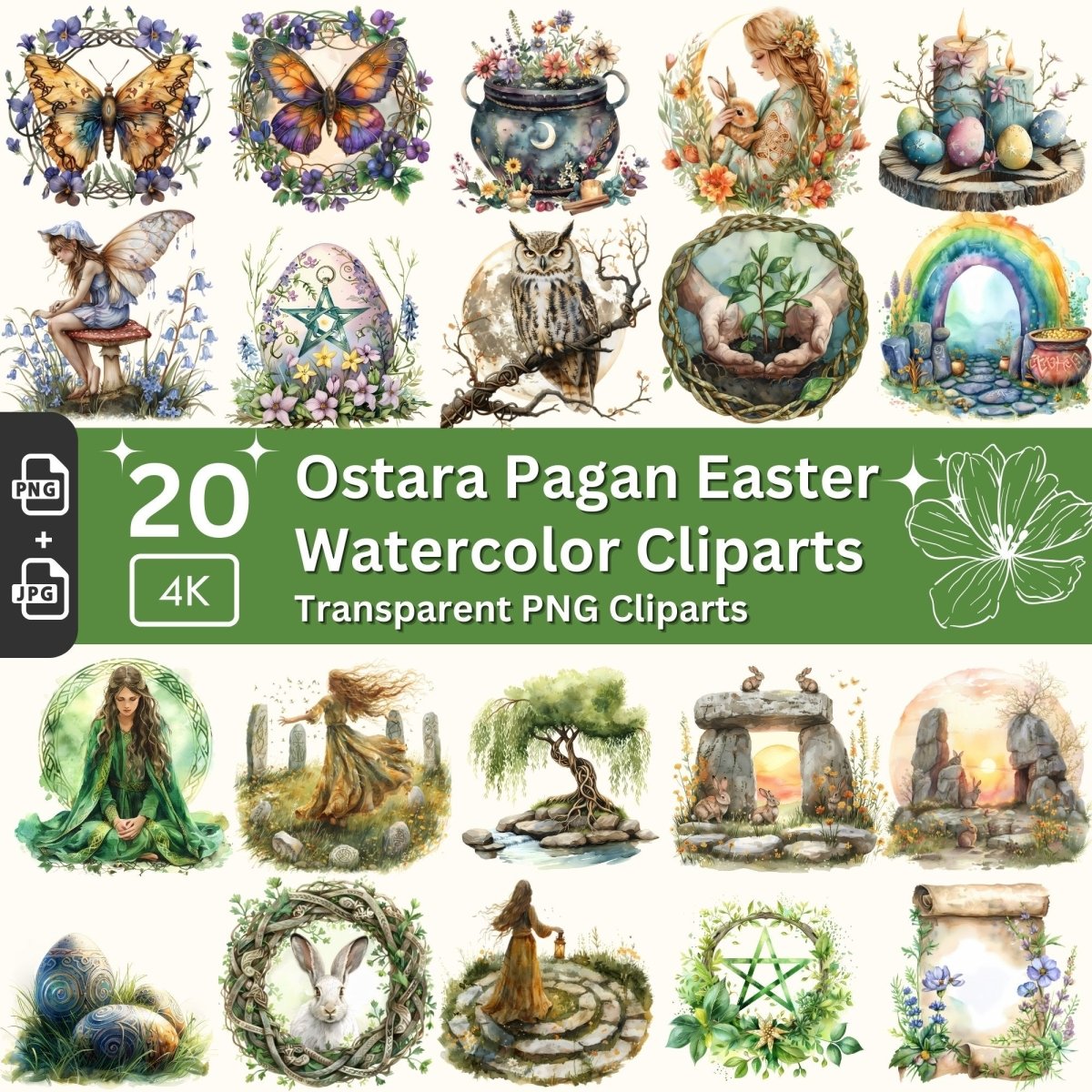 Ostara Pagan Spring - 20 Transparent Easter Clipart Set - Everything Pixel