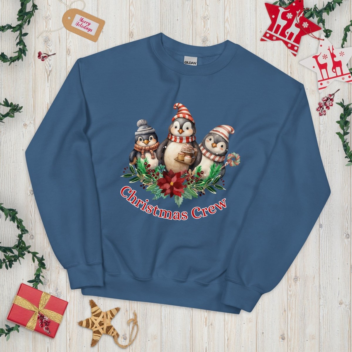 Penguin Christmas Crew Pullover - High Quality Festive Family Unisex Sweater, Family Reunion Sweatshirt, Holiday Pullover, Christmas Vacation - Everything Pixel