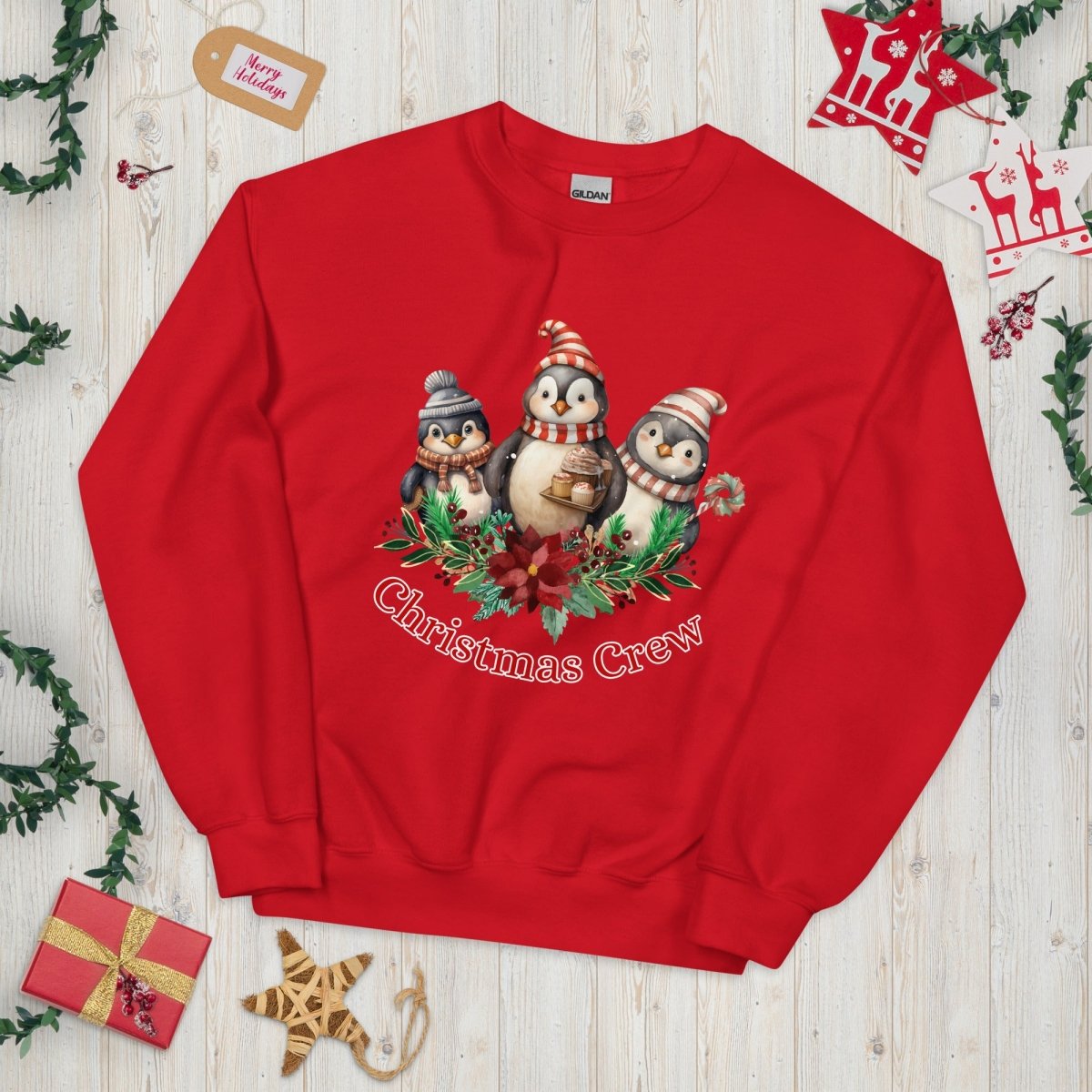 Penguin Christmas Crew Pullover - High Quality Festive Family Unisex Sweater, Family Reunion Sweatshirt, Holiday Pullover, Christmas Vacation - Everything Pixel