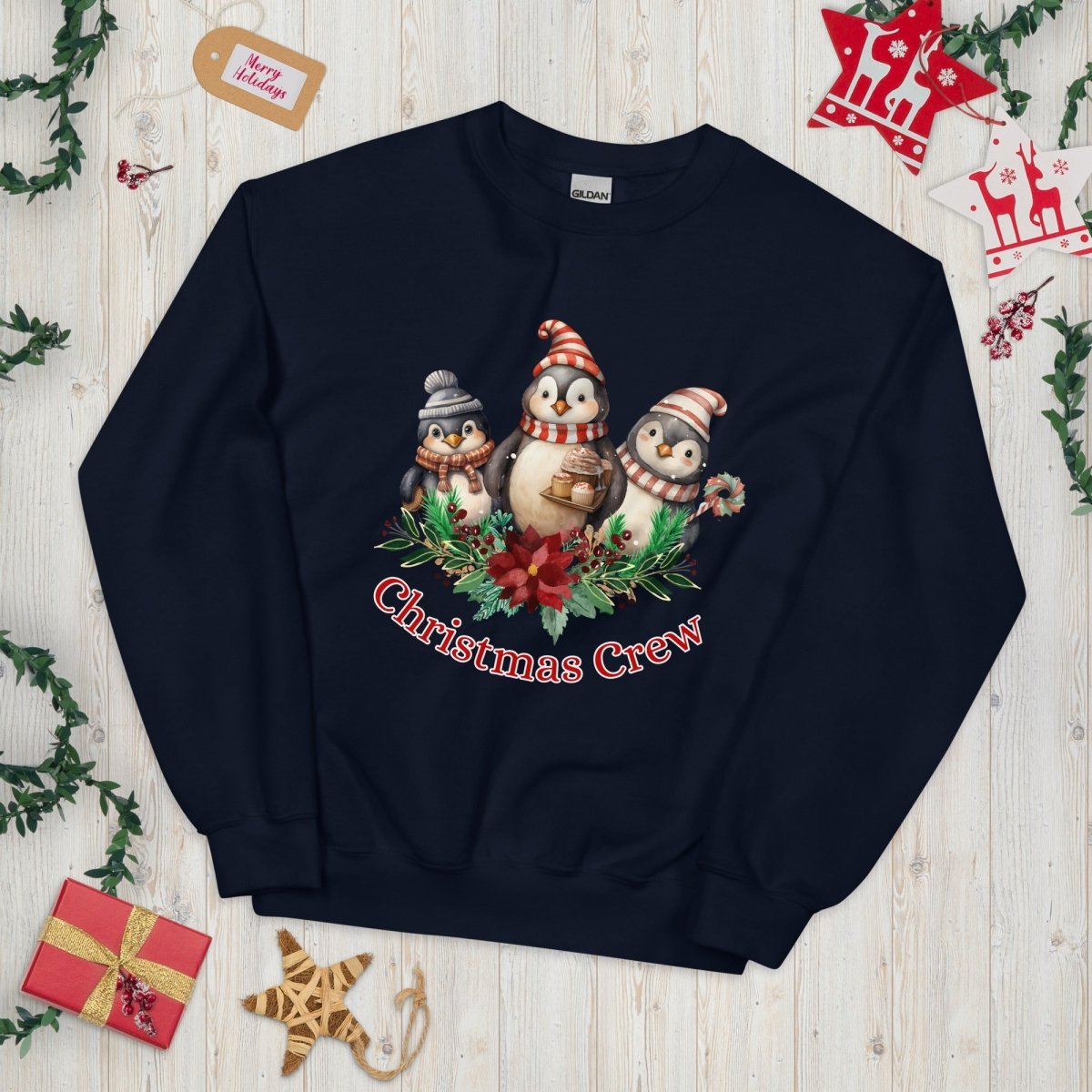 Penguin Christmas Crew Pullover - High Quality Festive Family Unisex Sweater, Family Reunion Sweatshirt, Holiday Pullover, Christmas Vacation - Everything Pixel