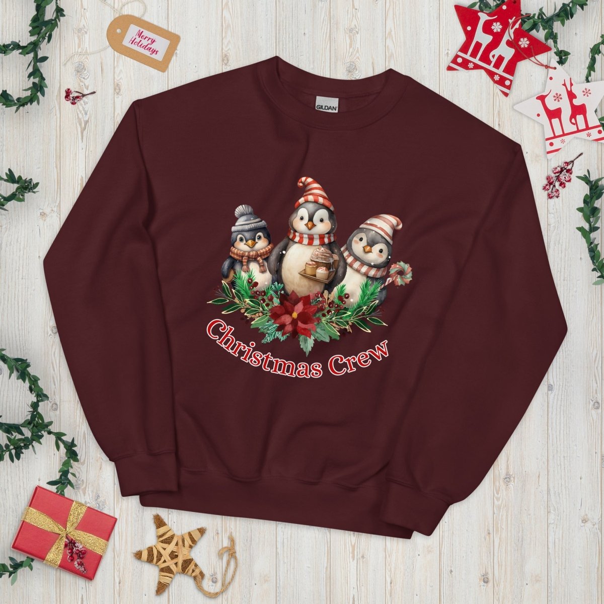 Penguin Christmas Crew Pullover - High Quality Festive Family Unisex Sweater, Family Reunion Sweatshirt, Holiday Pullover, Christmas Vacation - Everything Pixel