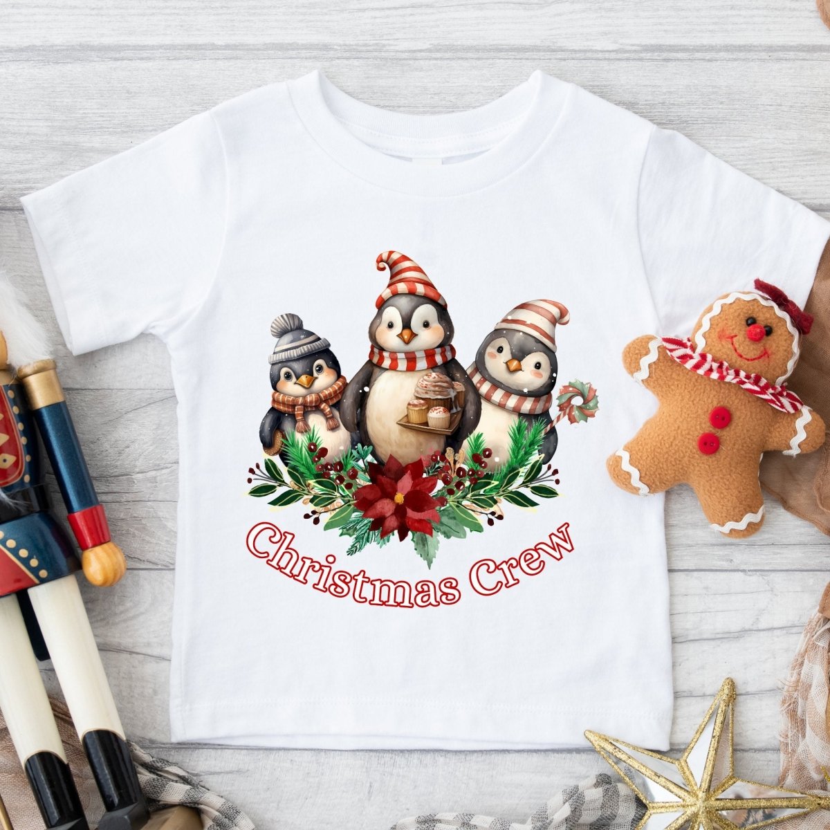 Penguin Christmas Crew T-Shirt - High Quality Festive Family Children T-Shirt, Family Reunion Tee, Holiday Shirt, Toddler Christmas Tee - Everything Pixel