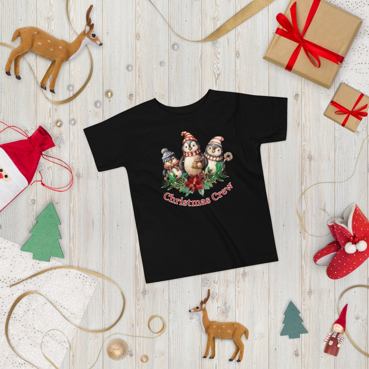 Penguin Christmas Crew T-Shirt - High Quality Festive Family Children T-Shirt, Family Reunion Tee, Holiday Shirt, Toddler Christmas Tee - Everything Pixel