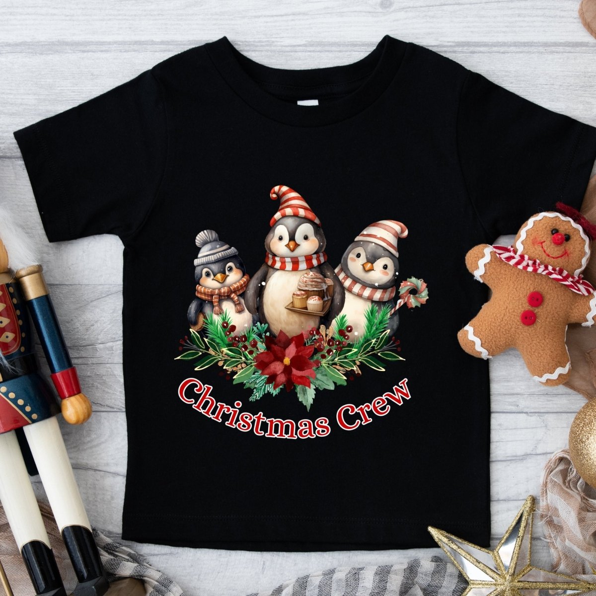 Penguin Christmas Crew T-Shirt - High Quality Festive Family Children T-Shirt, Family Reunion Tee, Holiday Shirt, Toddler Christmas Tee - Everything Pixel