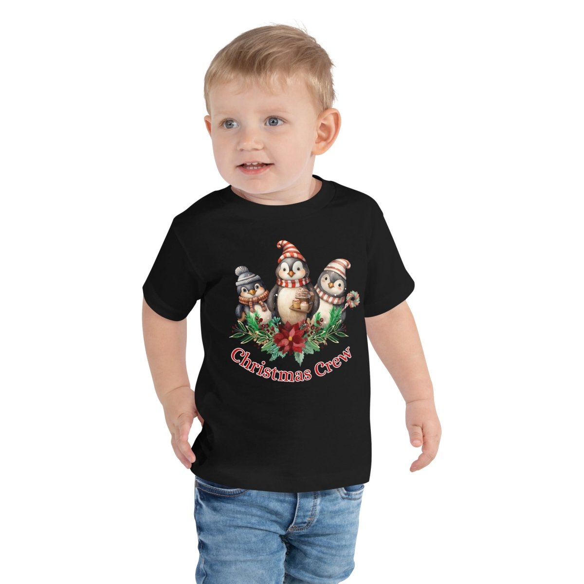 Penguin Christmas Crew T-Shirt - High Quality Festive Family Children T-Shirt, Family Reunion Tee, Holiday Shirt, Toddler Christmas Tee - Everything Pixel