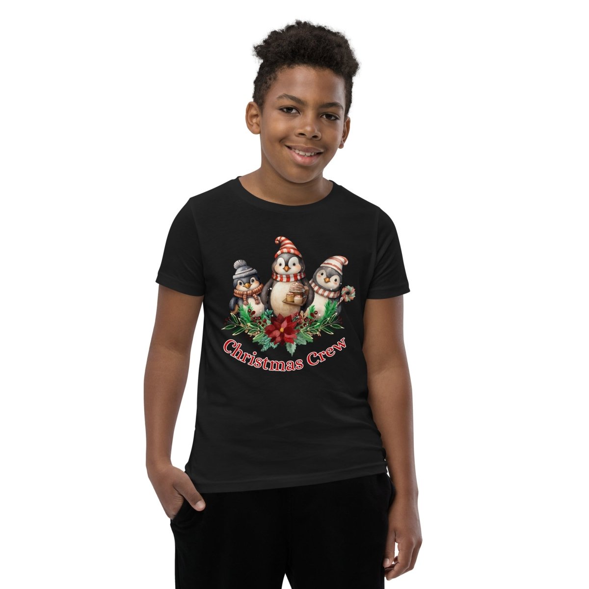 Penguin Christmas Crew T-Shirt - High Quality Festive Family Teenager T-Shirt, Family Reunion Tee, Holiday Shirt, Youth Christmas Tee - Everything Pixel