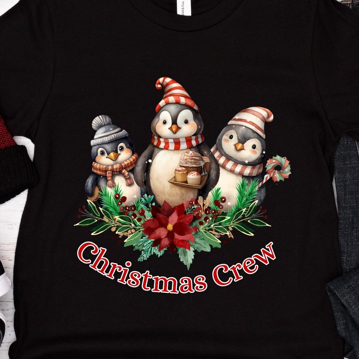 Penguin Christmas Crew T-Shirt - High Quality Festive Family Teenager T-Shirt, Family Reunion Tee, Holiday Shirt, Youth Christmas Tee - Everything Pixel