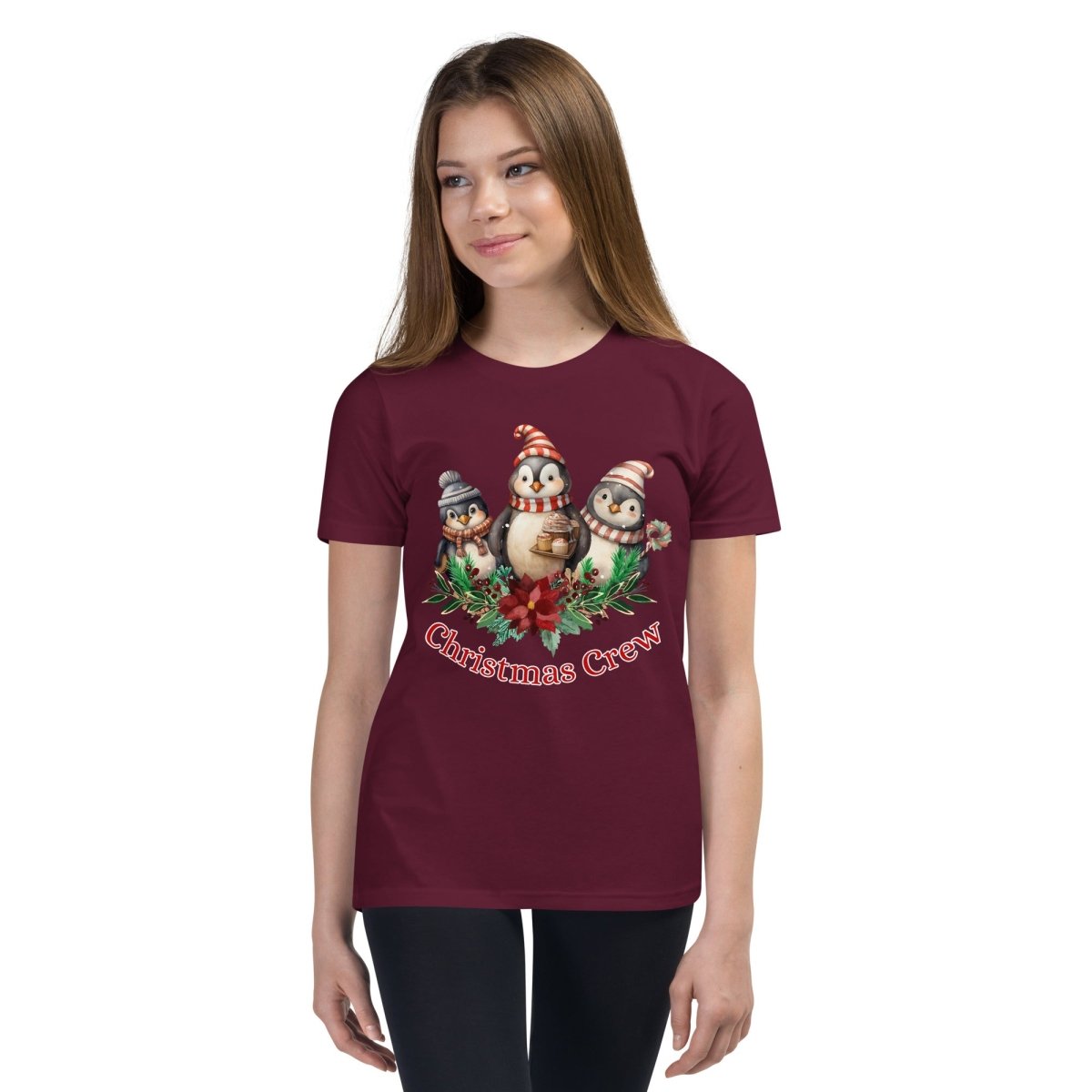 Penguin Christmas Crew T-Shirt - High Quality Festive Family Teenager T-Shirt, Family Reunion Tee, Holiday Shirt, Youth Christmas Tee - Everything Pixel
