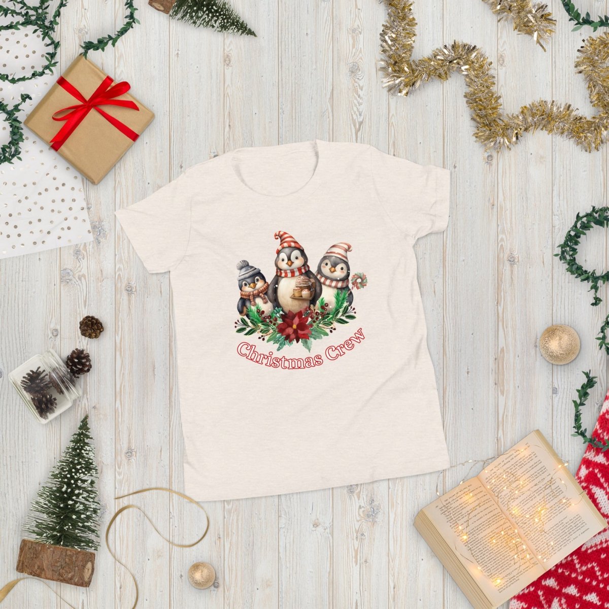 Penguin Christmas Crew T-Shirt - High Quality Festive Family Teenager T-Shirt, Family Reunion Tee, Holiday Shirt, Youth Christmas Tee - Everything Pixel