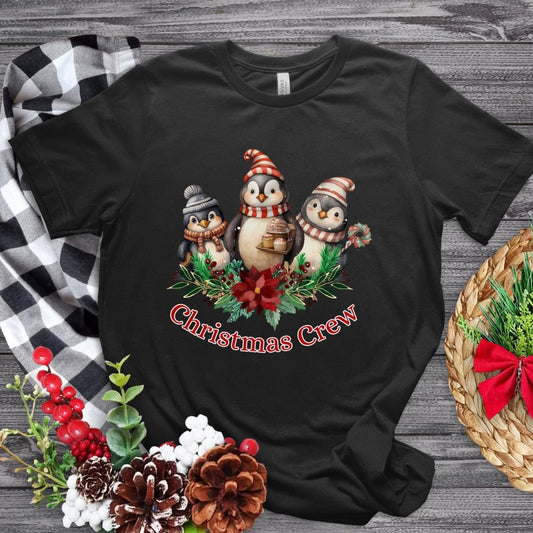 Penguin Christmas Crew T-Shirt - High Quality Festive Family Unisex T-Shirt, Family Reunion Tee, Holiday Shirt, Christmas Vacation Tee - Everything Pixel