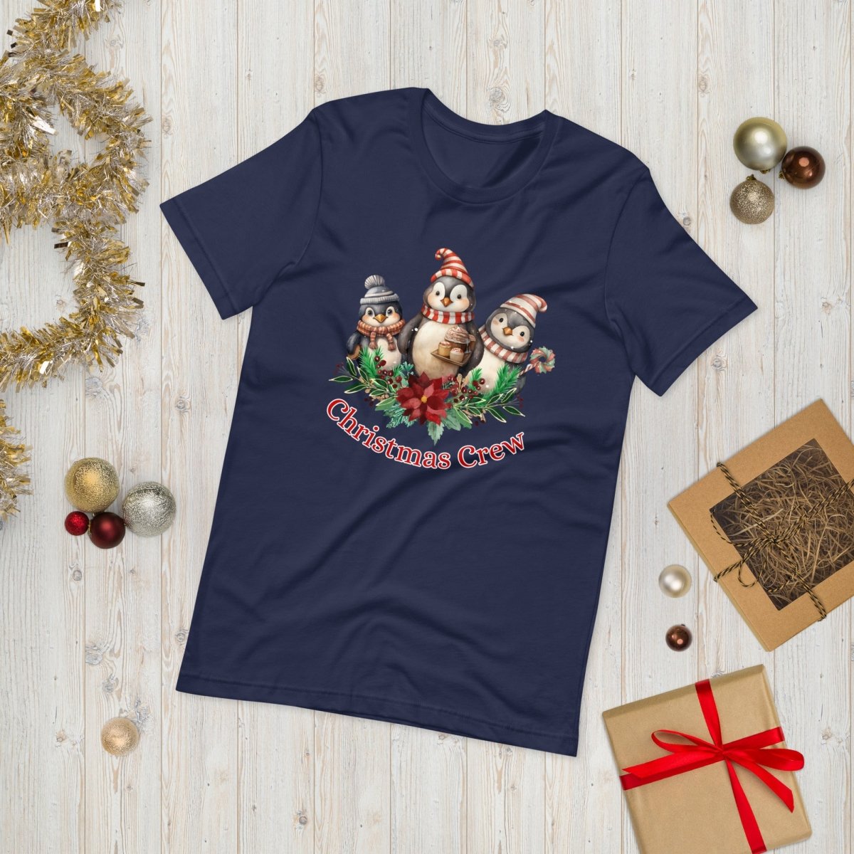 Penguin Christmas Crew T-Shirt - High Quality Festive Family Unisex T-Shirt, Family Reunion Tee, Holiday Shirt, Christmas Vacation Tee - Everything Pixel