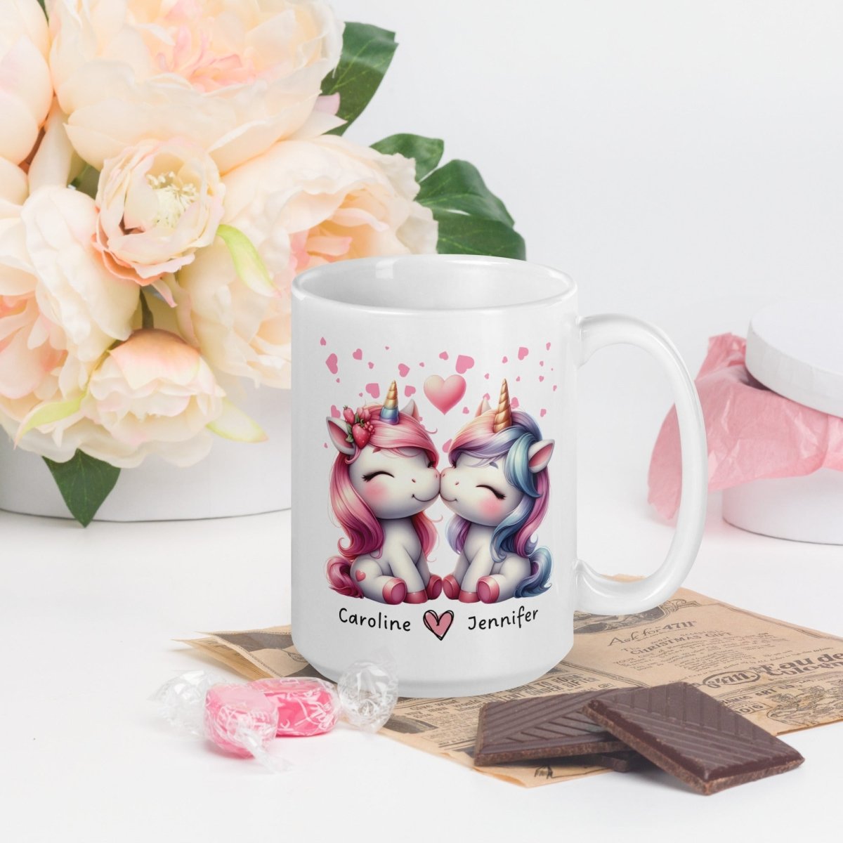 Personalized Couple Mug Custom Valentines Day Unicorn Lovers Mug Gift for Couple Gift for Her and Her Cute Custom Name Anniversary Gift - Everything Pixel