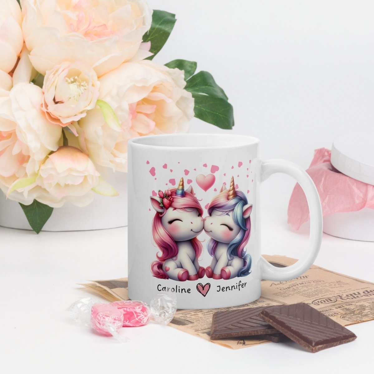 Personalized Couple Mug Custom Valentines Day Unicorn Lovers Mug Gift for Couple Gift for Her and Her Cute Custom Name Anniversary Gift - Everything Pixel