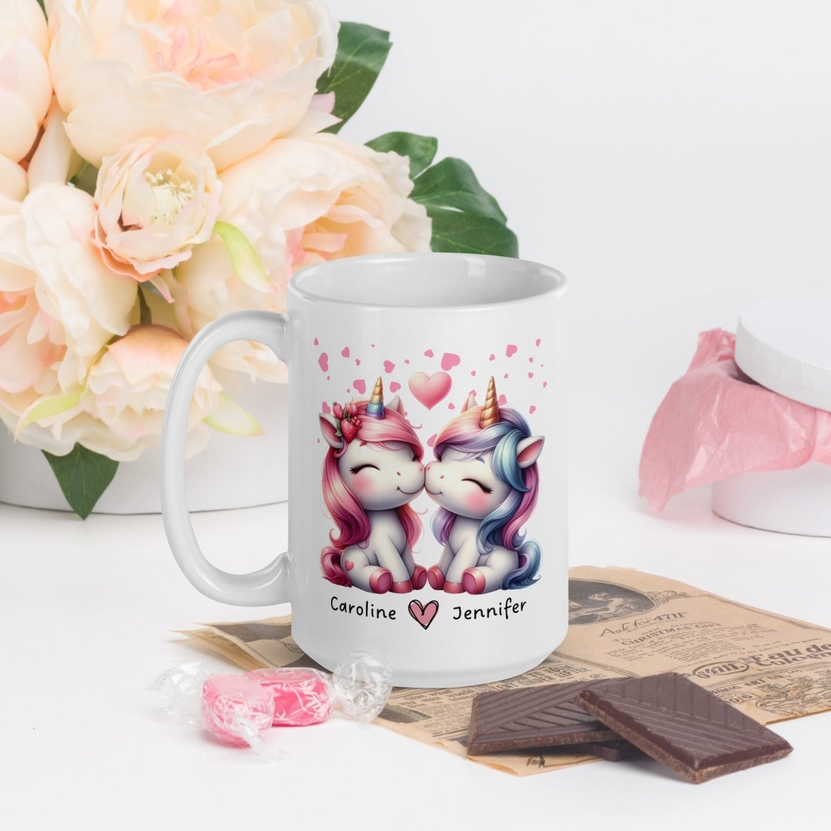 Personalized Couple Mug Custom Valentines Day Unicorn Lovers Mug Gift for Couple Gift for Her and Her Cute Custom Name Anniversary Gift - Everything Pixel