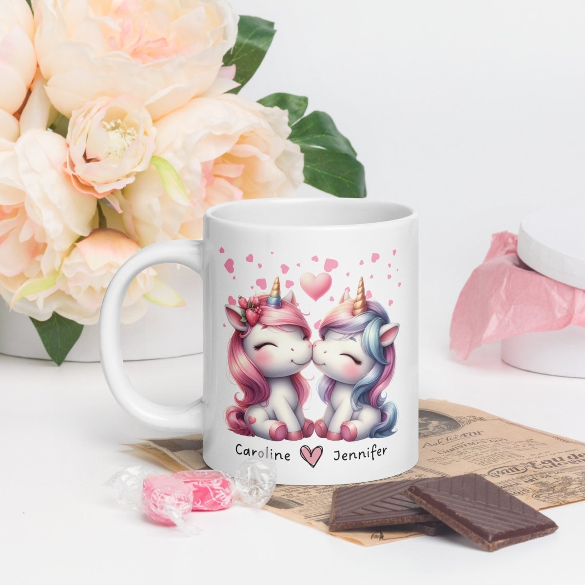 Personalized Couple Mug Custom Valentines Day Unicorn Lovers Mug Gift for Couple Gift for Her and Her Cute Custom Name Anniversary Gift - Everything Pixel