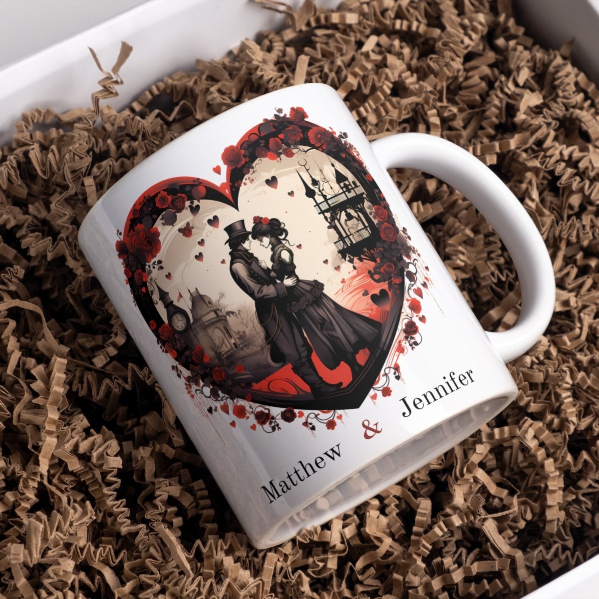 Personalized Couple Mug Custom Valentines Day Victorian Lovers Mug Gift for Couple Gift for Him and Her Cute Custom Name Anniversary Gift - Everything Pixel