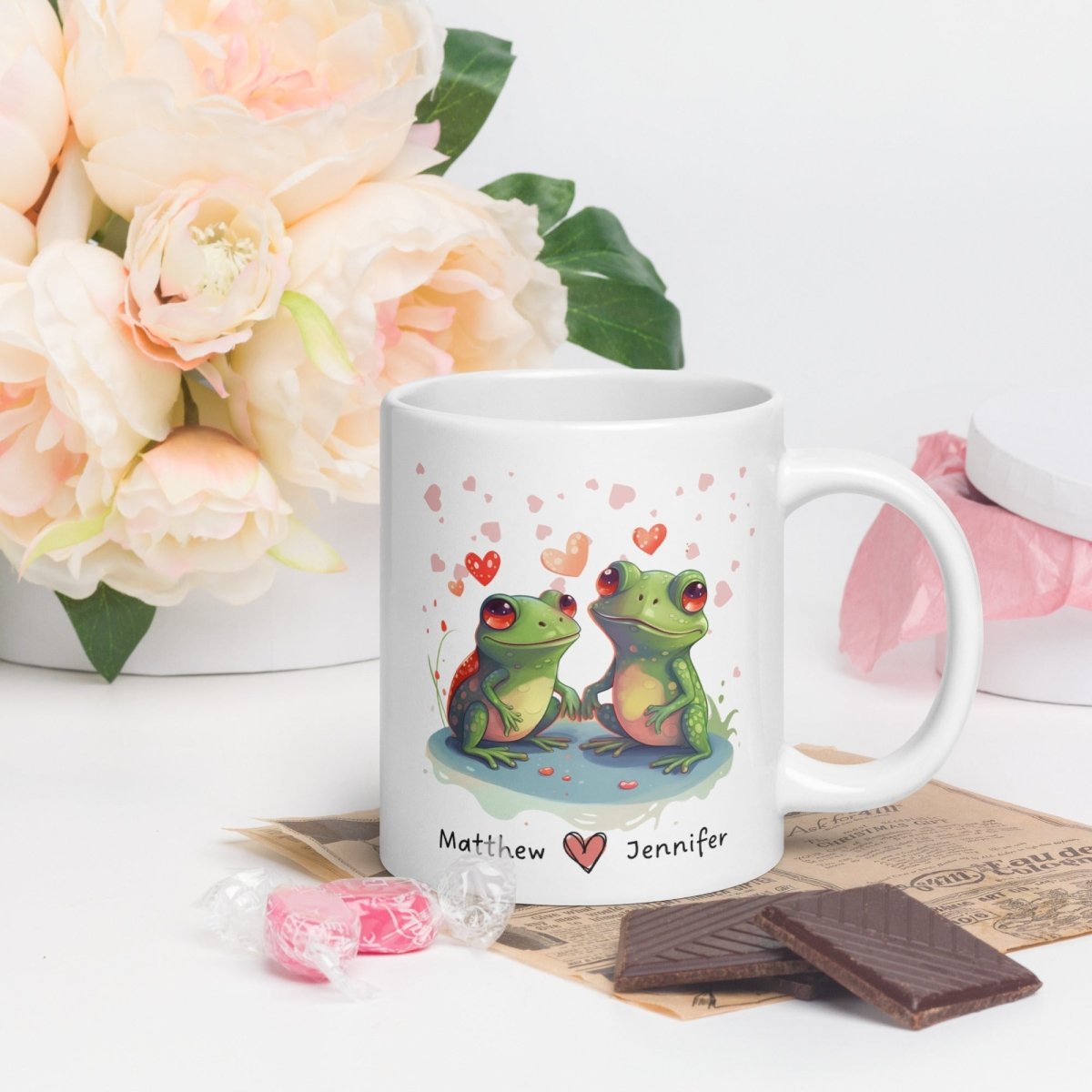 Personalized Lovers Mug Custom Valentines Day Frog Couple Mug Gift for Couples Gift Idea for Him and Her Cute Custom Name Anniversary Gift - Everything Pixel